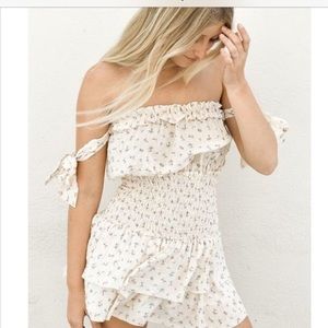 Blue Life Floral Stretch Ballerina Romper NWT